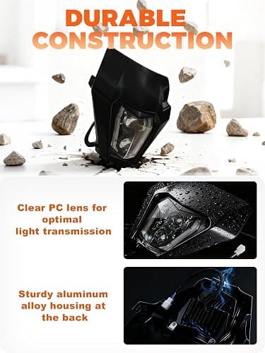 JFG RACING Dirt Bike Headlight LED,Universal Motorcycle Head Light Kit for Most Pit Dirt Bike Motorcycle Enduro ATV CR CRF XR SX YZ YZF XCF EXC KX 125 150 250 300 350 450-Black thumbnail 4