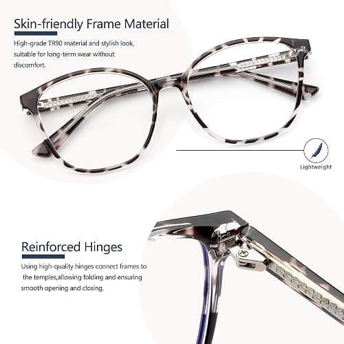 JFXQDR Women's Blue Light Blocking Glasses, TR90 Frame Computer Gaming Glasses Anti Eyestrain & UV Glare RF6208 thumbnail 3