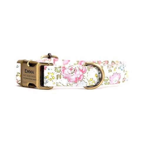 Personalized Dog Collar with Name and Phone Number Engraved,Adjustable Custom Puppy Collar,Organic Cotton Pet Collar for Small Medium Large Boy Girl Dogs thumbnail 2