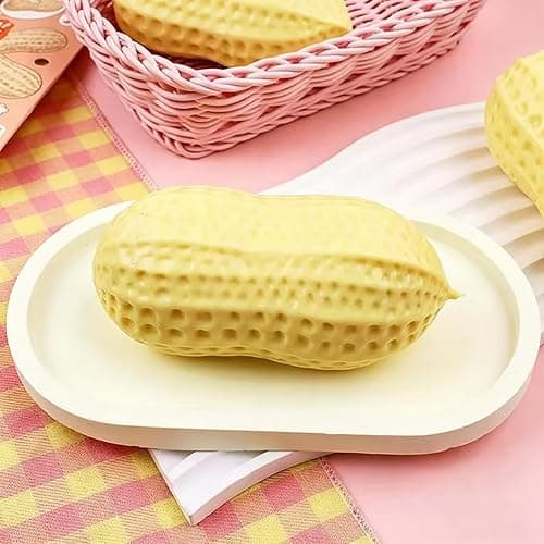 Peanut Squishy Peanut Shape Stress Relief Squeeze Fidget Toys, Soft Anxiety Relief Hand Grip Decompression Ball, Soft Squeeze Decompression Dough for Adults Office Desk Decor thumbnail 4