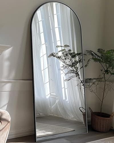 Antok Full Length Mirror, 58"x18" Floor Mirror with Stand, Hanging Mounted Mirrors for Bedroom, Living Room, Cloakroom, Dining Room, Black, Arched thumbnail 3