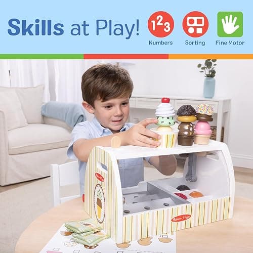 Melissa & Doug Wooden Scoop & Serve Ice Cream Counter, Pretend Play Store, 28 Toy Food & Play Kitchen Accessories, Preschool Toys for Girls & Boys 3+ thumbnail 5