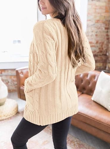 PRETTYGARDEN Women's Open Front Cardigan Sweaters Fall Fashion Button Down Cable Knit Chunky Winter Clothing Outerwear Coats thumbnail 2