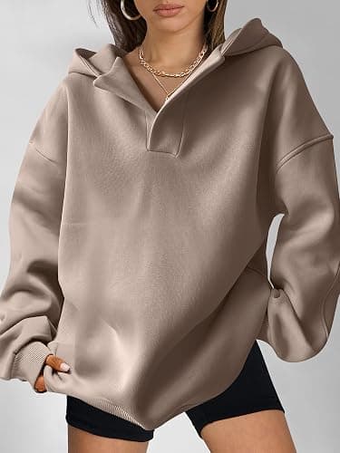 ANRABESS Womens Oversized Hoodies V Neck Sweatshirts Fleece Long Sleeve Pullover Y2K Clothes 2025 Fall Trendy Outfits thumbnail 5