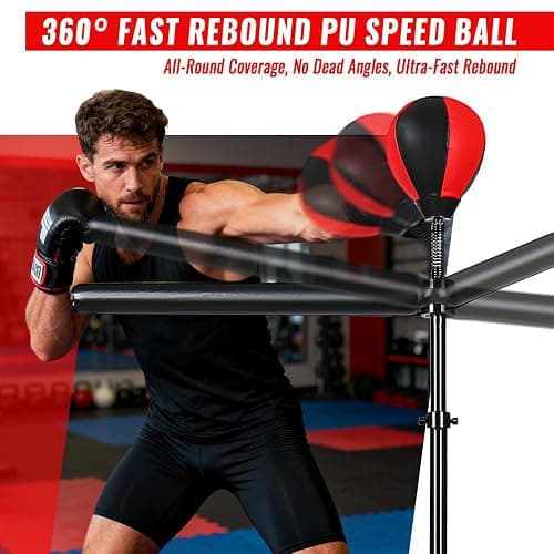 INNOLIFE Freestanding Punching Bag,Adjustable Height Home Boxing Training Equipment for Adults,Durable Boxing Bar & Stand with Stable Base for Fitness Workouts,Red thumbnail 5
