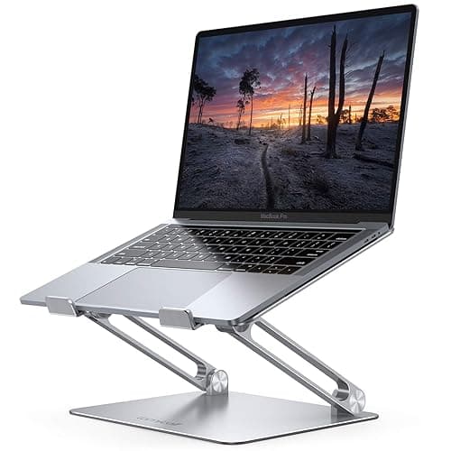 Lamicall Adjustable Laptop Stand, Portable Laptop Riser, Aluminum Laptop Stand for Desk Foldable, Ergonomic Computer Notebook Holder for MacBook Air Pro HP, Office Desk Accessories (10-17.3'')- Silver - Image 1