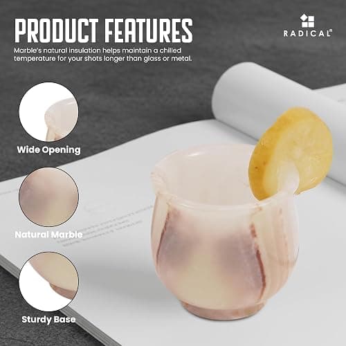 Radicaln Marble Shot Glasses 2" Inches White Onyx handmade Drinking Glasses Set of 2 For Bar accessories, Ideal Vodka, Whiskey and Tequila Glass For Home Bar thumbnail 6
