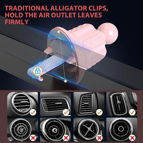 Wireless Car Charger, MOKPR 15W Fast Charging Auto-Clamping Car Charger Phone Mount Air Vent Cell Phone Holder Compatible iPhone 16/15/14/13/13 Pro/12 pro/12/11, for Samsung Galaxy S23/S22/S21, Pink - Pink thumbnail 7
