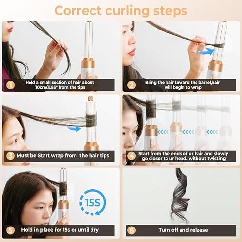 Blow Dryer Brush 7 in ONE，Autowrap Curling Wand, 110,000 RPM High-Speed Negative Ionic Hair Dryer with Diffuser Concentrator, Round Brush Blow Dryer Air Styler, Volumizing Hair Styling Tools thumbnail 4