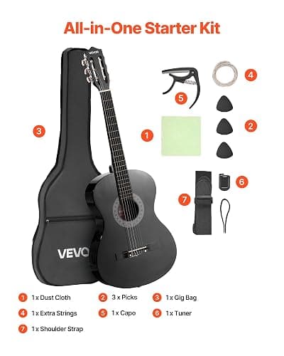 VEVOR Acoustic Guitar, Classical Guitar Starter Kit for Beginners, with Nylon Strings, Basswood Guitar, for Kids Adults Girls Boys Students thumbnail 7