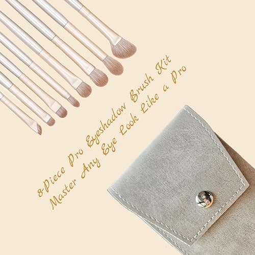 SHELWIN Eyeshadow Makeup Brushes Set with Case 8 PCS Soft Synthetic Hairs Eye Makeup Brushes for Blending Eyebrow Eyeliner Eyeshadow （Silver） thumbnail 5