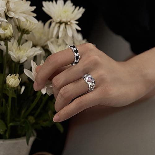 Drperfect 13 PCS Y2k Rings For Women Vintage Irregular Rings for Women Men Chunky Adjustable Rings Gothic Goth Open Moonstone Butterfly Star Pink Heart Cool Statement Ring Aesthetic Accessories Ring Set thumbnail 4