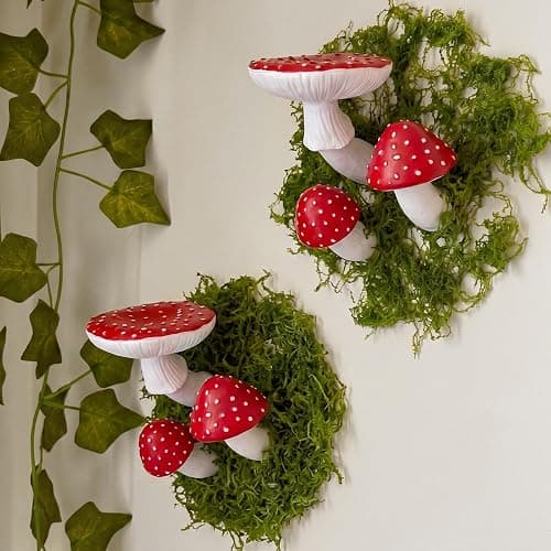 Yerliker 7 Pcs Mushroom Magnets for Fridge Resin Mushroom Floating Wall Shelf with Moss Aesthetic Fairy Party Decorations for Refrigerator Kitchen Cottage Room Bedroom Decor - Image 1
