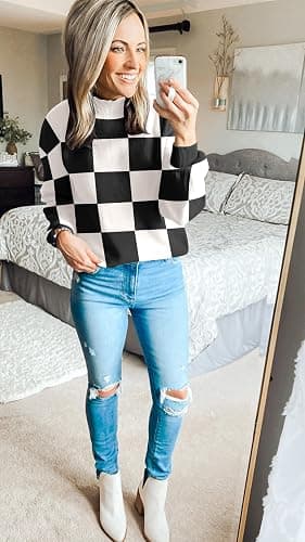 ZESICA Women's 2025 Fall Fashion Turtleneck Long Sleeve Striped Ribbed Knit Loose Pullover Sweater Tops thumbnail 8
