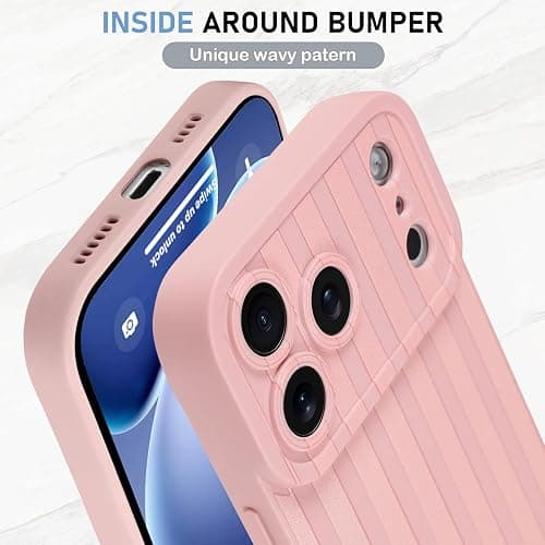 KANGHAR Compatible with iPhone 17 Pro Max Case 2025, Silicone Stripes Cute Pattern, Camera Protection Soft Slim Phone Cover for Girls Women -Pink thumbnail 4
