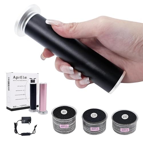 AprElm 4.8IN Longer Electric Foot Callus Remover with 120pcs Sandpaper Discs, Professional Aluminum Callus Remover for Feet, Stepless Speed Control Pedicure Tools for Dead Skin (Black-pro) - Image 1