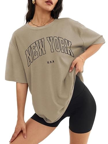 ATHMILE Womens Oversized T Shirts Loose Fit Crewneck Short Sleeve Tops Summer Casual Blouse Y2K 2025 Basic Tee Beach - Image 1