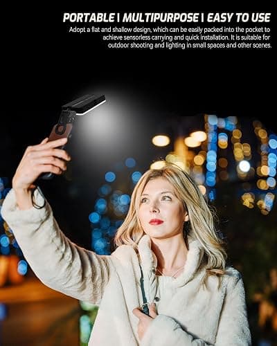 Portable Selfie Light for iPhone: 90 LED Rechargeable Phone Fill Lights, Ring Light for Camera Picture, Makeup Photo, Video Conferences, Laptop Use, Zoom Meetings, TikTok, Vlog Photography thumbnail 6