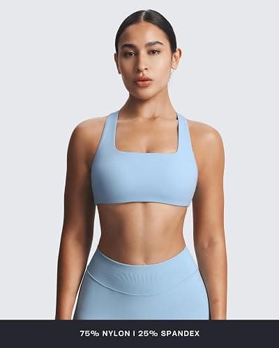 Aoxjox Women's Workout Sports Bras Square Neck Emma Cross Back Fitness Training Gym Bra Yoga Crop Tank thumbnail 3