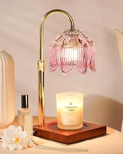 Pink Candle Warmer Lamp with Timer & Dimmer, Candle Lamp Warmer Adjustable Height, Christmas Birthday Gifts for Women Mom, House Warming New Home Bedroom Decor, Flower Wax Warmer for Jar Candle - Image 1