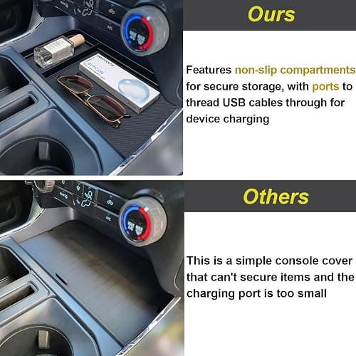 PIMCAR Center Console Organizer for 2021-2026 Ford F150 & 2022-2025 F150 Lightning XLT Pro Hidden Storage Tray with USB Hole Interior Accessories (Fits into The Open Pocket in Front of The Shifter) thumbnail 4