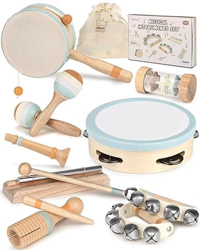 Kids Musical Instruments Baby Musical Instrument Toddler Toys Wooden Toys Baby Maracas Percussion Instruments Musical Toys Sensory Toys for 4 5 6 Boys Girls Gift