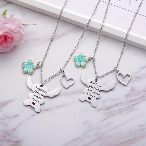 2PCS Best Friend Necklace Set, BFF Friendship Necklace for 2, Long Distance Birthday Jewelry Gift for Sister Bestie thumbnail 2