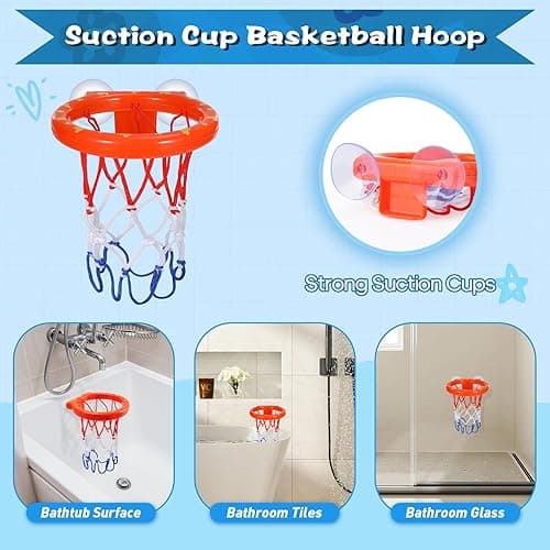 Light Up Bath Toys, Bathtub Basketball Hoop for Kids 1-3, Toddler Pool Water Table Toys 6-12-18 Months, Sensory Toys for Tub Pool Swimming Shower, Baby Bathtime Gifts for Newborn Boy Girl Birthday thumbnail 4