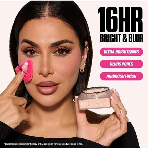 Huda Beauty Baby Bake Mini Easy Bake Loose Baking & Setting Powder - Pound Cake (fair, light, medium, and tan skin tones.) .21 Oz / 6g. thumbnail 4