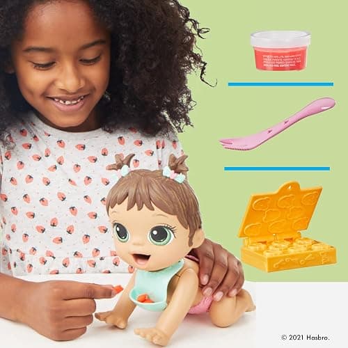 Baby Alive Lil Snacks Doll, Eats and Poops, Snack-Themed 8-Inch Baby Doll, Snack Box Mold, Toy for Kids Ages 3 and Up, Brown Hair thumbnail 8
