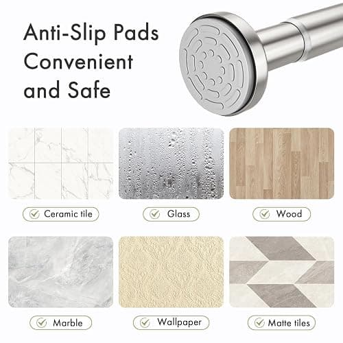 AmazerBath 31-46.5 Inches Spring Tension Shower Curtain Rod, Short Shower Rod Rust Proof Bathroom Curtain Rod, Adjustable Shower Tension Rod No Drill Easy Segmented Installation, Nickel thumbnail 6