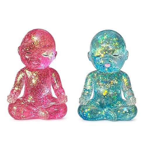 PRVCFZ 2 PCS Baby Squishy Pink and Blue Glitter Character Figurines, Colourful Desktop Decorations, Charming Ornaments for Home, Office, Shelf Display and Collection - Image 1