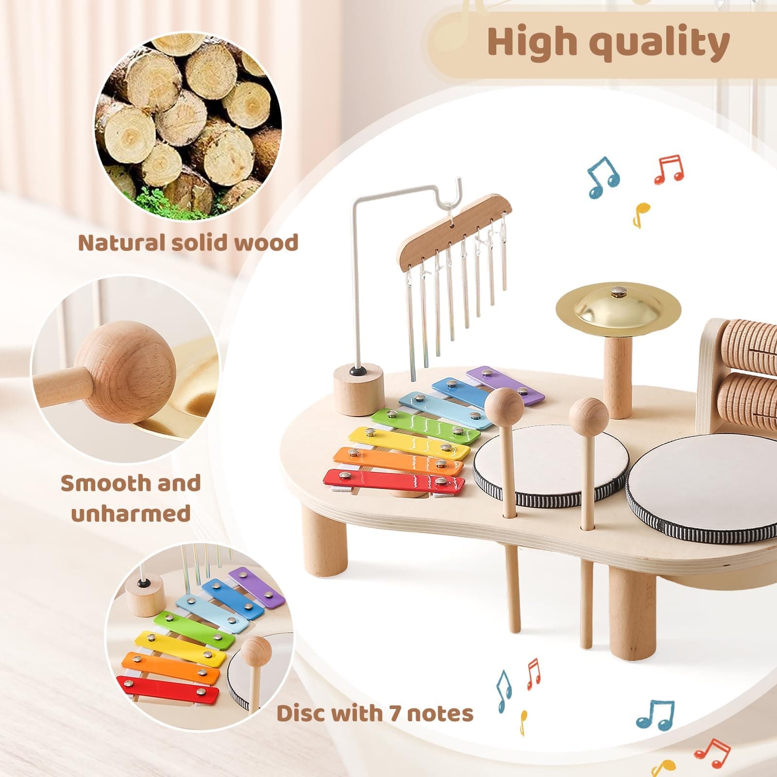 IEATFO Kids Drum Set for Kids Musical Instruments 7 in 1 Baby Musical Toy Montessori Xylophone Drum Kit Toys for Boys Girls Months Birthday Gifts thumbnail 4