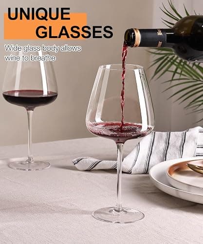 OJA Red Wine Glasses Set of 4, Large Burgundy Glasses 23 OZ, Hand Blown Crystal Glass Light, Clear, Best for Wine tasting, Birthday, Christmas, Anniversary, Father's Day thumbnail 6