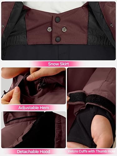 FREE SOLDIER Damen Winterjacke Wasserdicht Atmungsaktiv Warme Fleece Gefütterte Ski Jacke Outdoor Winterregenjacke mit Kapuze und Vollständig Versiegelte Nähte thumbnail 6