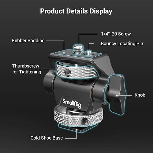 (Mise à Niveau) SMALLRIG Support de Moniteur avec Cold Shoe, Réglable Pivotant à 360° et Inclinable à 180° avec Goupilles de Positionnement Rebondissantes pour Moniteurs 5" et 7" - 2905B thumbnail 2