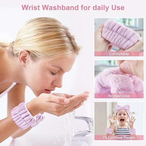 Dorbetar 6Pack Headbands and Wristband Set for Washing Face, Spa Skincare Makeup Headband, wrist bands and hair band for face wash, for Women and Teen Girl skincare tools Gifts thumbnail 5