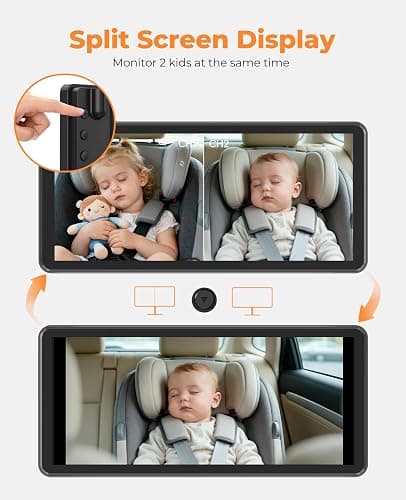 Baby Car Camera for 2 Kids, Dual Channel with 7.2" 1080P Crystal Clear Display, Easily Install Car Seat Camera with 2 IR Night Vision Cameras, Safety Back Seat Baby Camera for Rear Facing thumbnail 2