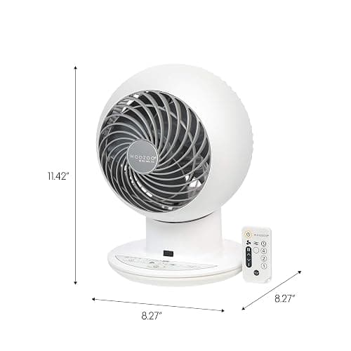 IRIS USA WOOZOO Fan with Remote, Oscillating, Desk, Table Air Circulator, Globe Fan, 5 Speeds, 82ft Max Air Distance, 90° Adjustable Tilt, 30 db Low Noise, New 2023 Model - 5 Speed Fan - White thumbnail 2