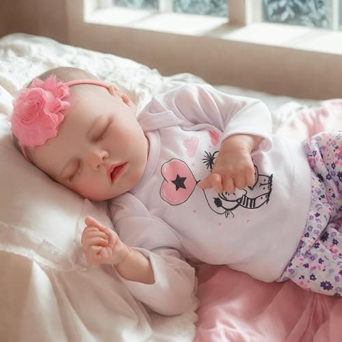 JIZHI Lifelike Reborn Baby Dolls Girl, 17 Inch Real Baby Doll Soft Body Realistic Newborn Vinyl Silicone Baby Doll Full Body Poseable Real Life Baby Dolls with Feeding Kit Gift Box for Kids Age 3+ thumbnail 3