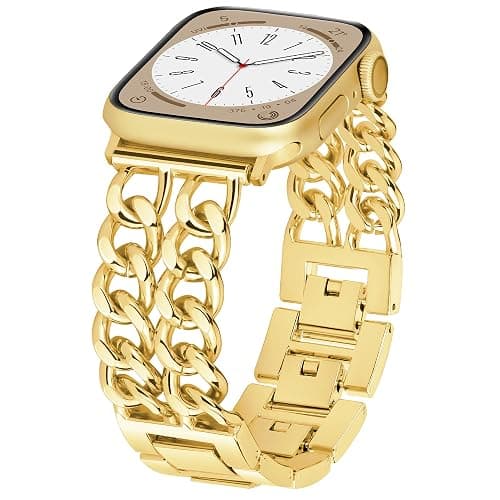 Aniaboho Metal Watch Bands for Women Compatible with Apple Watch Bands for Women Men 40mm 38mm 41mm 42mm 44mm 45mm 46mm, Adjustable Replacement Bracelet for iWatch Bands Series 11 SE 10 9 8 7 6 5 4 3 - Image 1