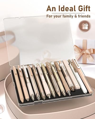 Four Candies 14Pack Pastel Gel Ink Pen Set,Cute Retractable 0.5mm Fine Point Pen,Note Taking Aesthetic Pens,12 Pack Black Ink Pens with 2Pack Highlighter, Smooth Writing Pens for School, Office(Brown) thumbnail 6