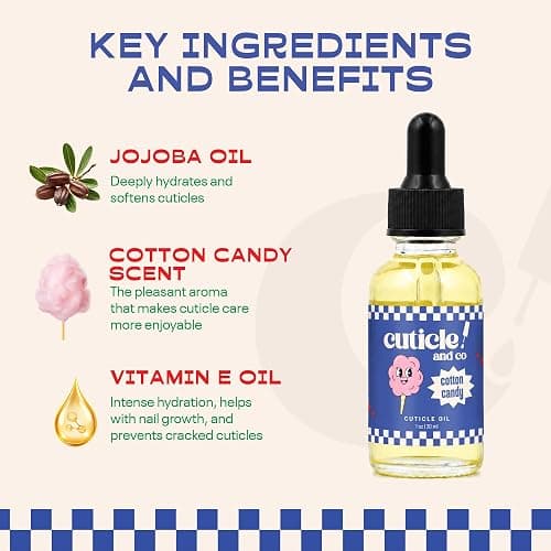 Cuticle & Co Cotton Candy Scented Cuticle Oil 1 oz - Professional Nail Manicure & Pedicure Care for Dry Cuticles - Hydrating Nail Treatment for Nails & Skin - Cotton Candy Scent thumbnail 3
