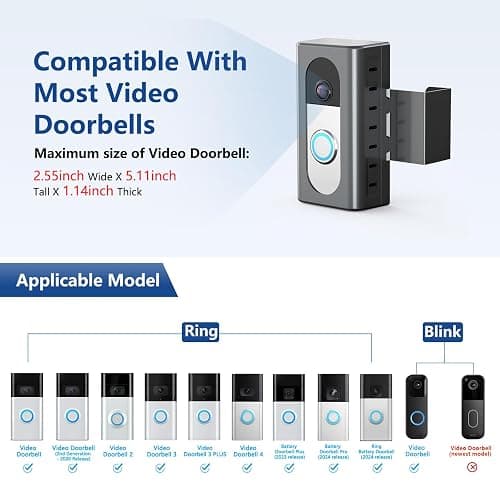 KIMILAR Anti-Theft Video Doorbell Mount Compatible with Most Wireless Video Doorbell, Adjustable Mounting Bracket Accessories for Houses, Apartments, Businesses thumbnail 2