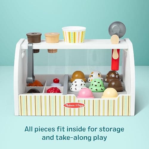 Melissa & Doug Wooden Scoop & Serve Ice Cream Counter, Pretend Play Store, 28 Toy Food & Play Kitchen Accessories, Preschool Toys for Girls & Boys 3+ thumbnail 4