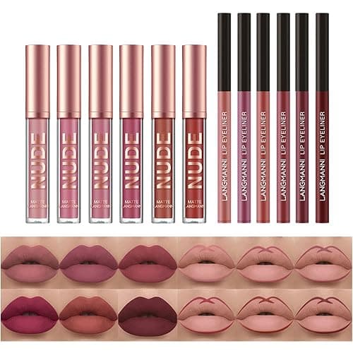BestLand 12Pcs Matte Liquid Lipstick + Lip Liner Pens Set, Velvety Nude Lip Stain Waterproof Long Wear Makeup Gift Set thumbnail 2
