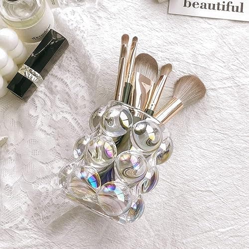 SLHEQING Glas Make up Pinselhalter Vintage Kosmetik Organizer zur Aufbewahrung von Pinsel, Eyeliner, Lippenstift, Zahnbürsten, Stift und Mehr thumbnail 4