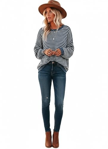 ETCYY Women's Oversized Sweaters Fall 2025 Fashion Winter Clothes Batwing Long Sleeve Knit Sweater Pullover Jumper Tops thumbnail 3