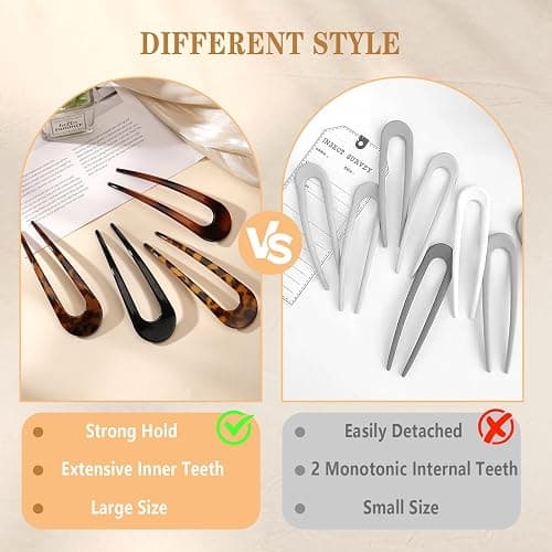 4 PCS French Hair Pin for Women, Large Styling Pins for Thin Thick Hair, Lialys Hair Pin for Buns, French Twist Pin Wavy U Shaped Christmas Gifts thumbnail 5