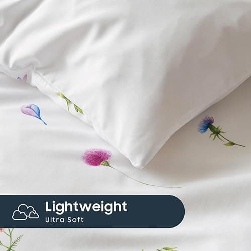 Wake In Cloud - Floral Comforter Set, Cottagecore Cute Aesthetic Watercolor Tiny Flowers and Leaves, Soft Lightweight Bedding for Women Teen Girls, 3 Pieces, White Multicolor, Queen Size thumbnail 6